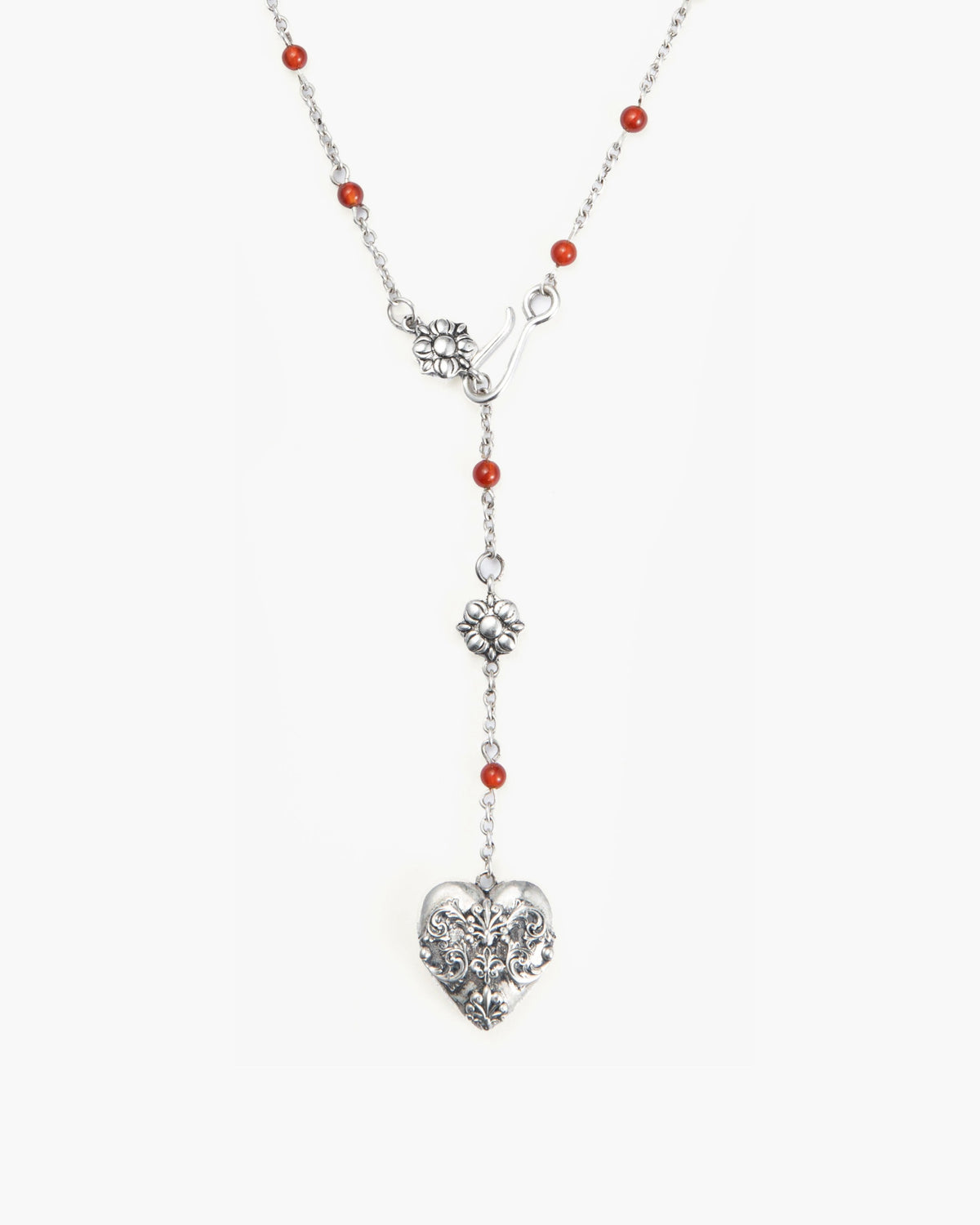 Carnelian Veil Lariat Necklace in Gold